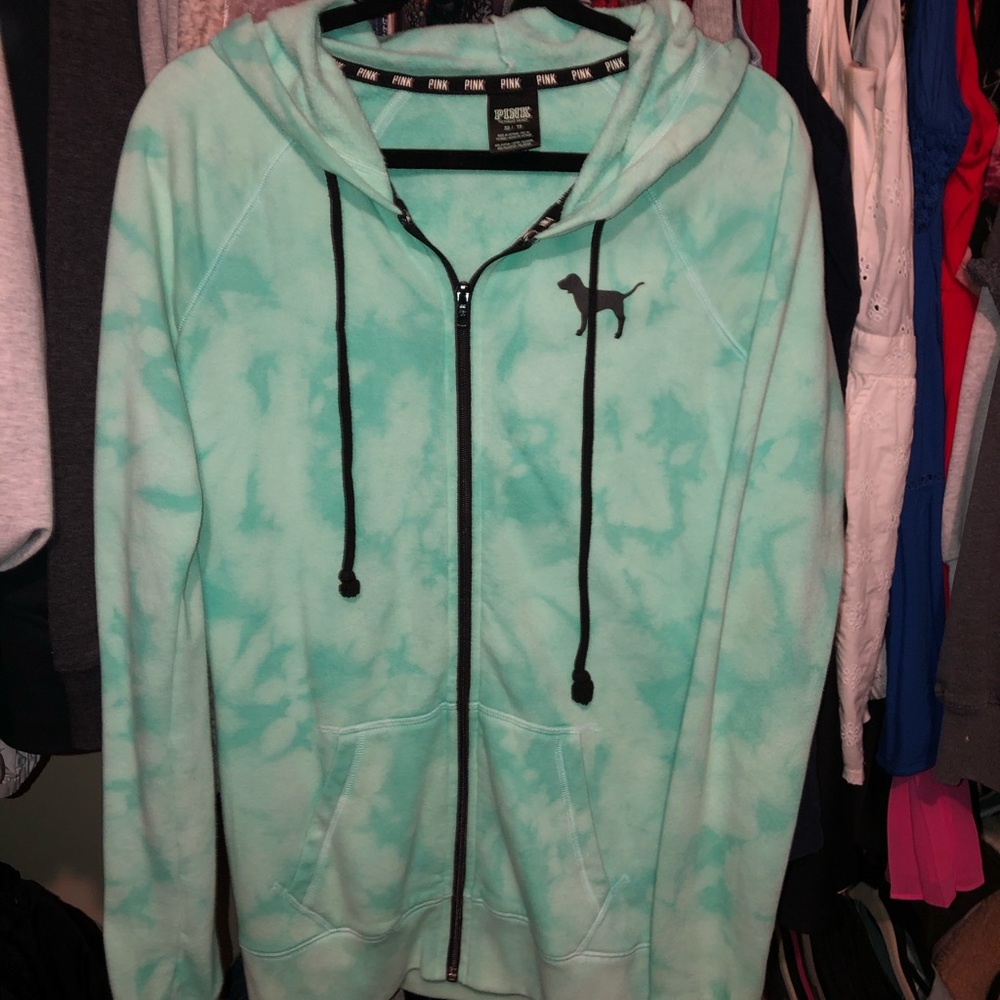 victoria’s secret green zip up sweatshirt